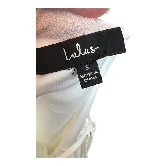 Lulus Lulu's White Blouse Shirt Boxy Loose Casual Comfy Lightweight Summer Small - Picture 6 of 6